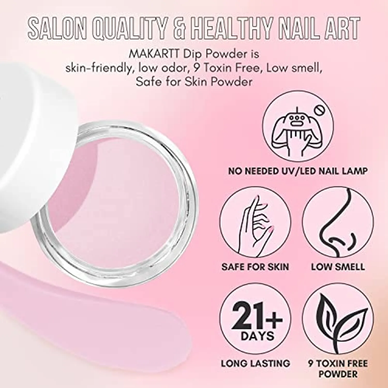 Makartt Dipping Powder Container Bundle with 6 Colors Clear Pink Dip Powder Nail Kit, French Manicure Molding with Finger Guide Easy White Pink Smile Line