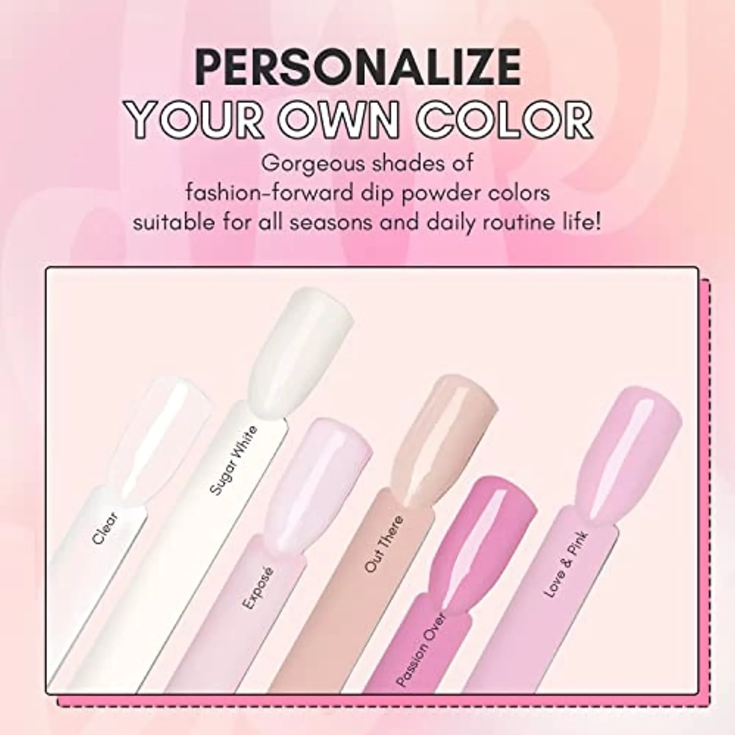 Makartt Dipping Powder Container Bundle with 6 Colors Clear Pink Dip Powder Nail Kit, French Manicure Molding with Finger Guide Easy White Pink Smile Line