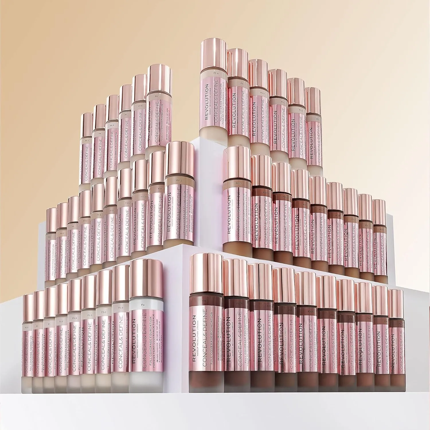 Makeup Revolution Conceal and Define Foundation, Full Coverage & Matte Finish, F14.7 for Dark Skin Tones, Vegan & Cruelty-Free, 0.7 Fl Oz