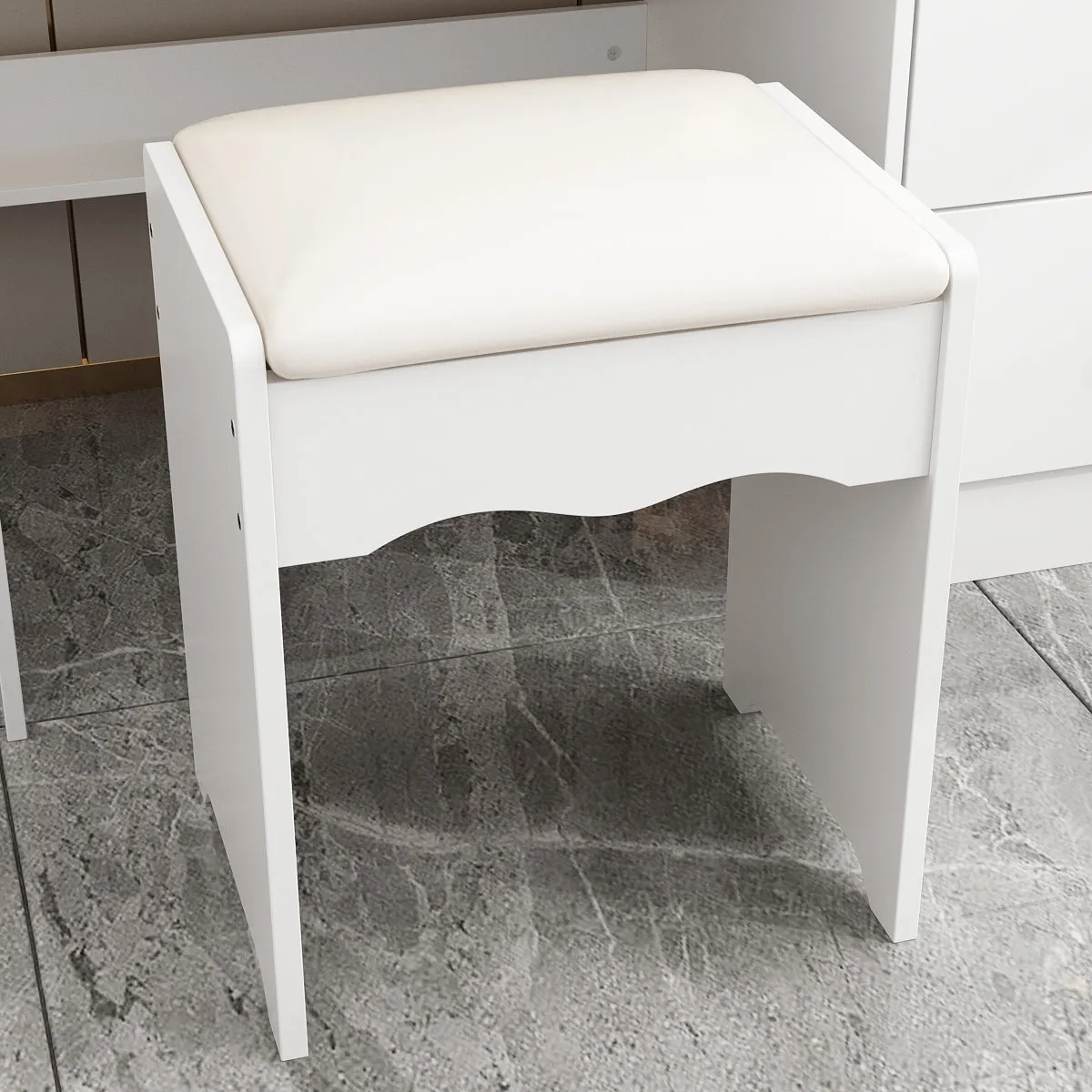 Makeup Vanity Desk with Lighted Mirror and Outlet