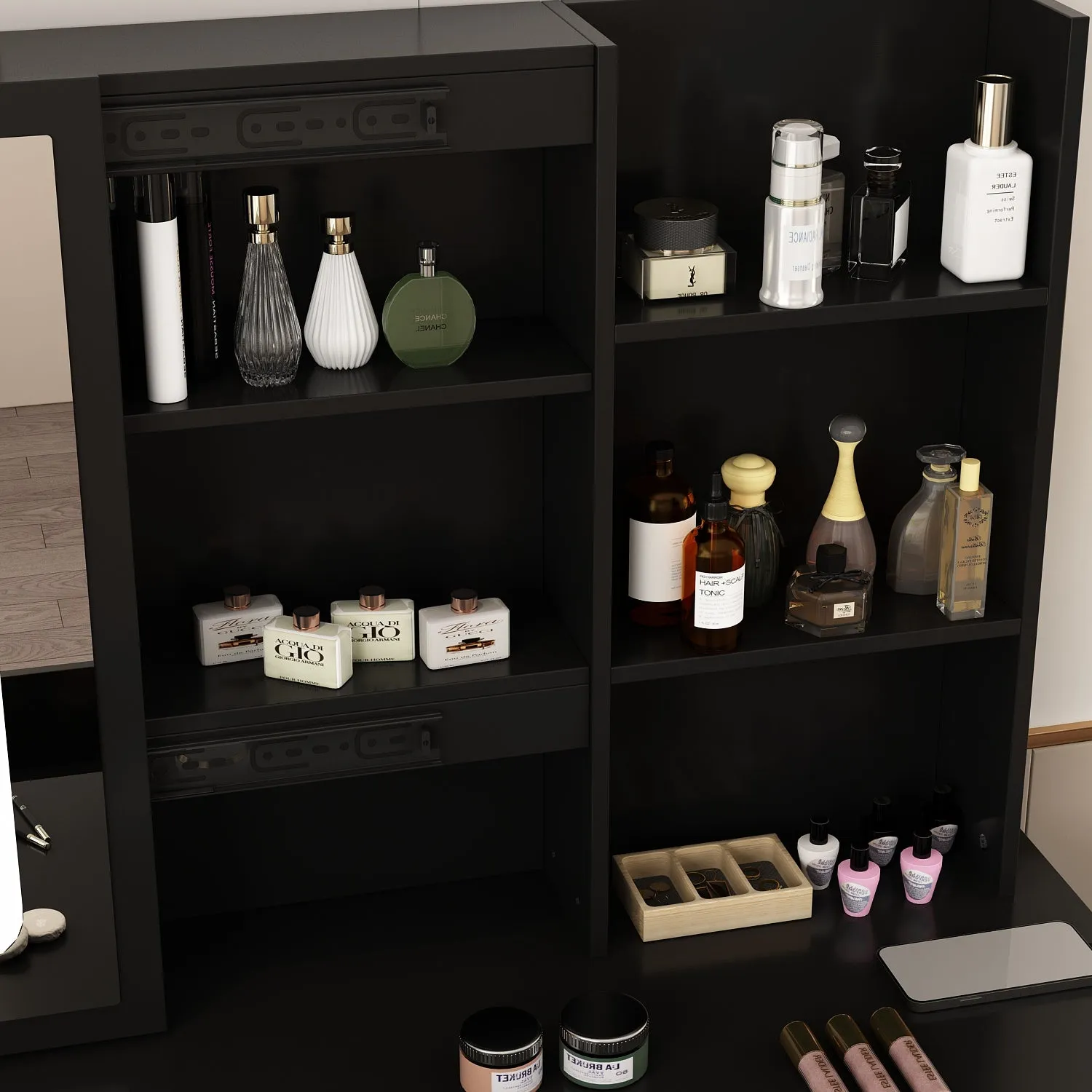Makeup Vanity Desk with Lighted Mirror and Outlet
