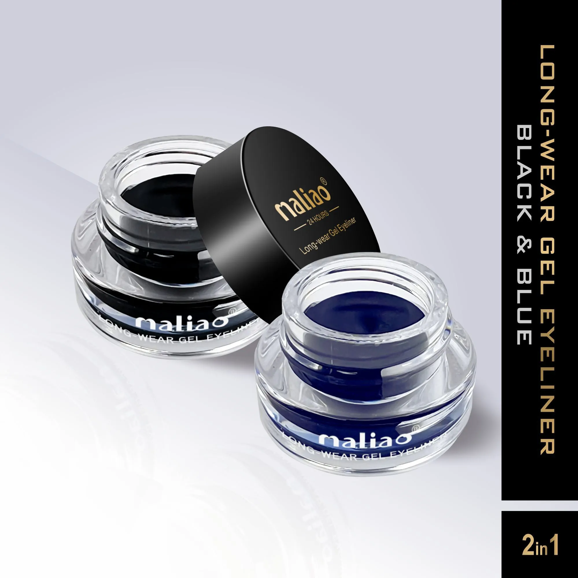 MALIAO 24 Hr Long-Lasting Gel Eye Liner 2 in 1 with Exclusive Eyeliner Brush