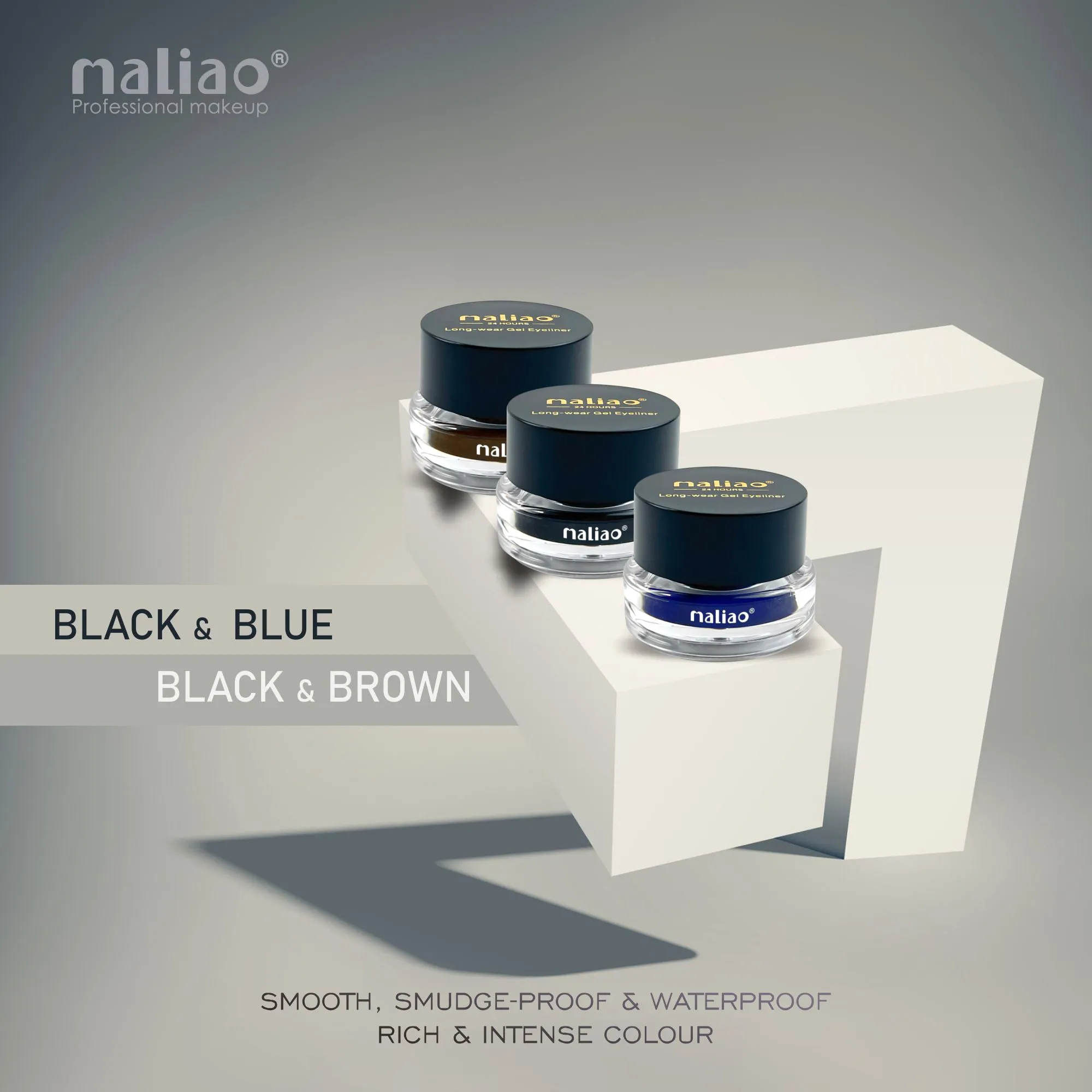 MALIAO 24 Hr Long-Lasting Gel Eye Liner 2 in 1 with Exclusive Eyeliner Brush