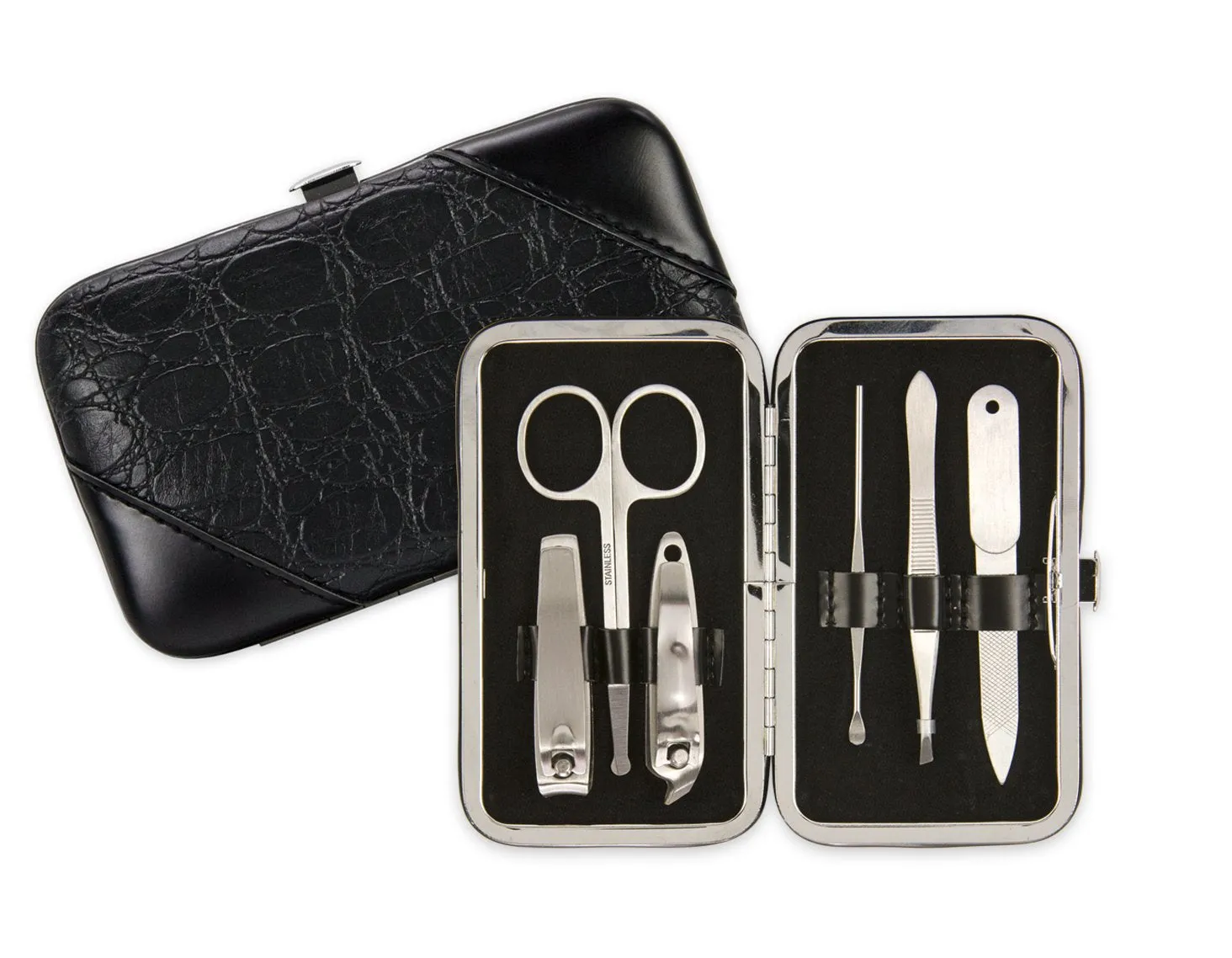 Manicure Set - Black Leather