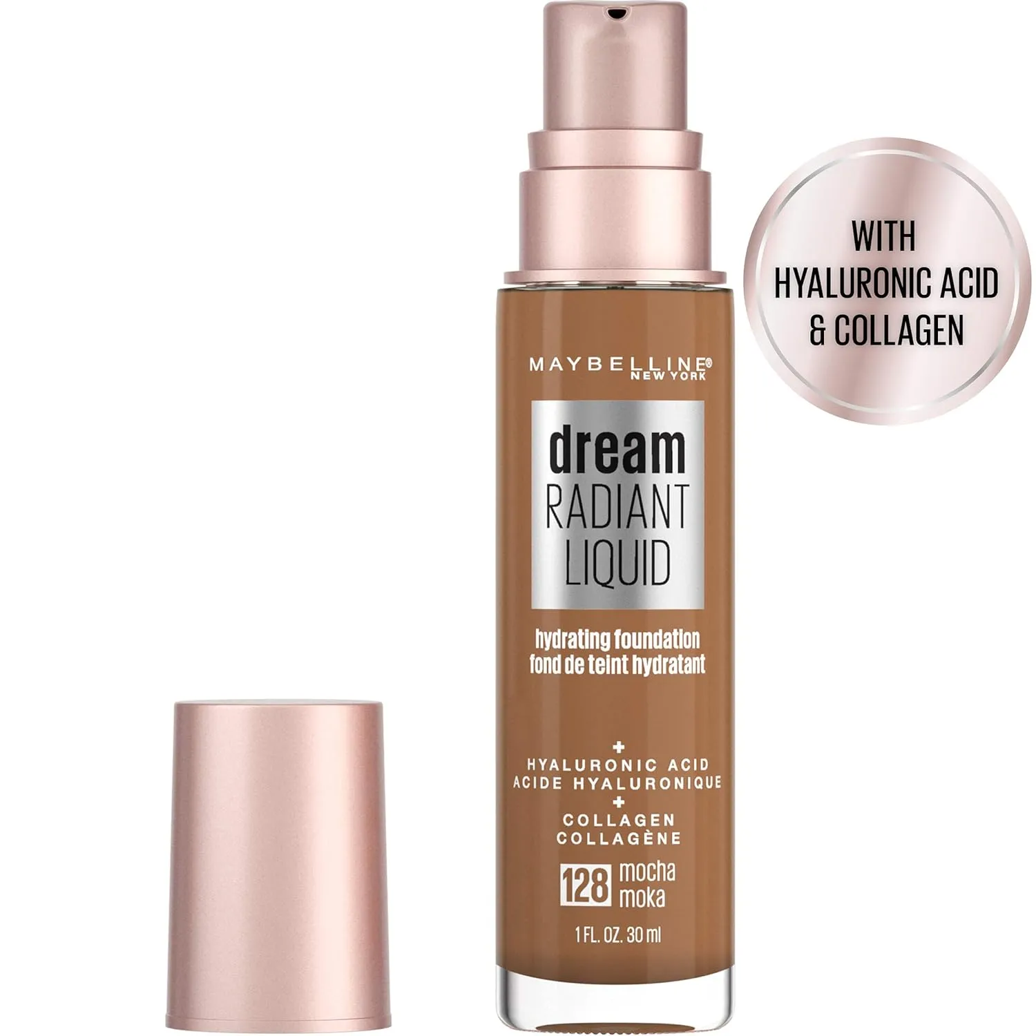 Maybelline Dream Radiant Liquid Medium Coverage Hydrating Makeup, Lightweight Liquid Foundation, Mocha, 1 Fl; Oz