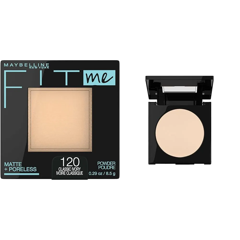 Maybelline Fit Me Matte   Poreless Pressed Face Powder Makeup & Setting Powder, Classic Ivory 1 Count and Buff Beige 1 Count