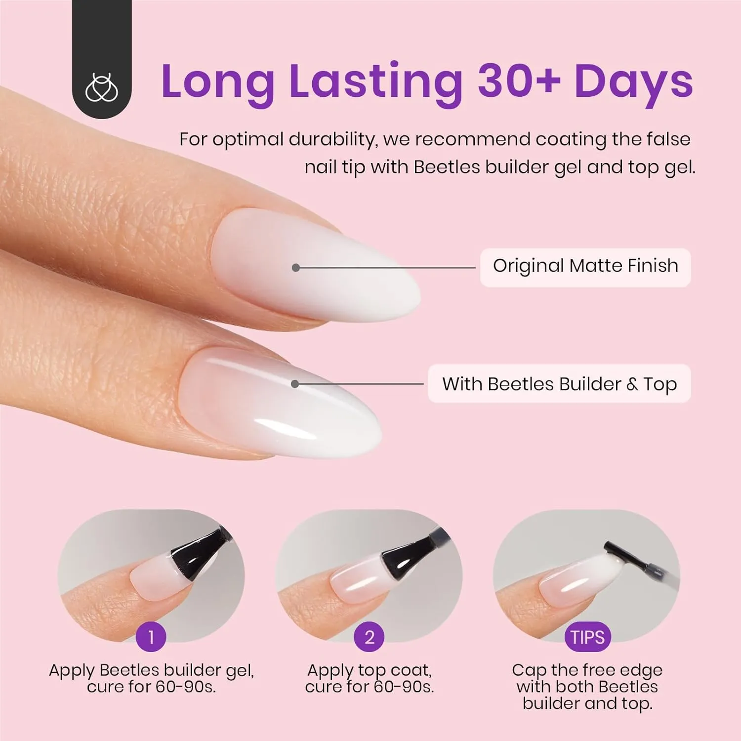 Medium Almond Pre-French Tip Press on Nails in 150PCS 15 Sizes#005