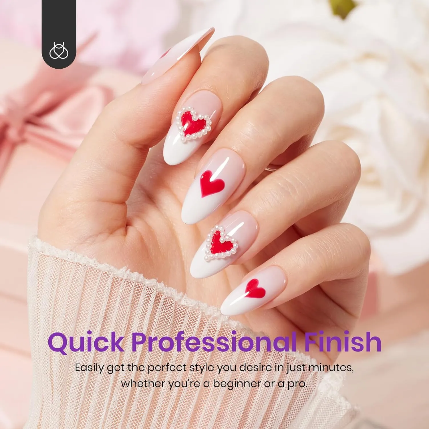Medium Almond Pre-French Tip Press on Nails in 150PCS 15 Sizes#005