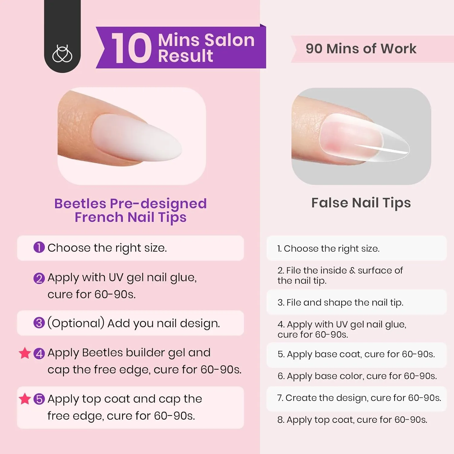 Medium Almond Pre-French Tip Press on Nails in 150PCS 15 Sizes#005