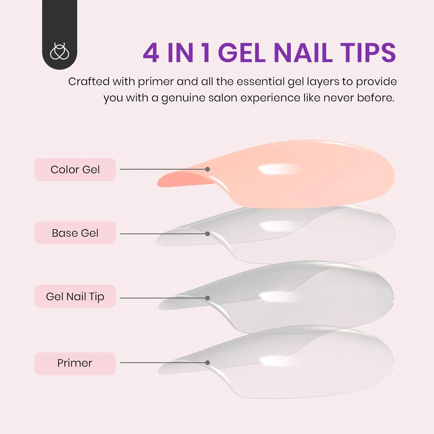 Medium Almond Pre-French Tip Press on Nails in 150PCS 15 Sizes#005