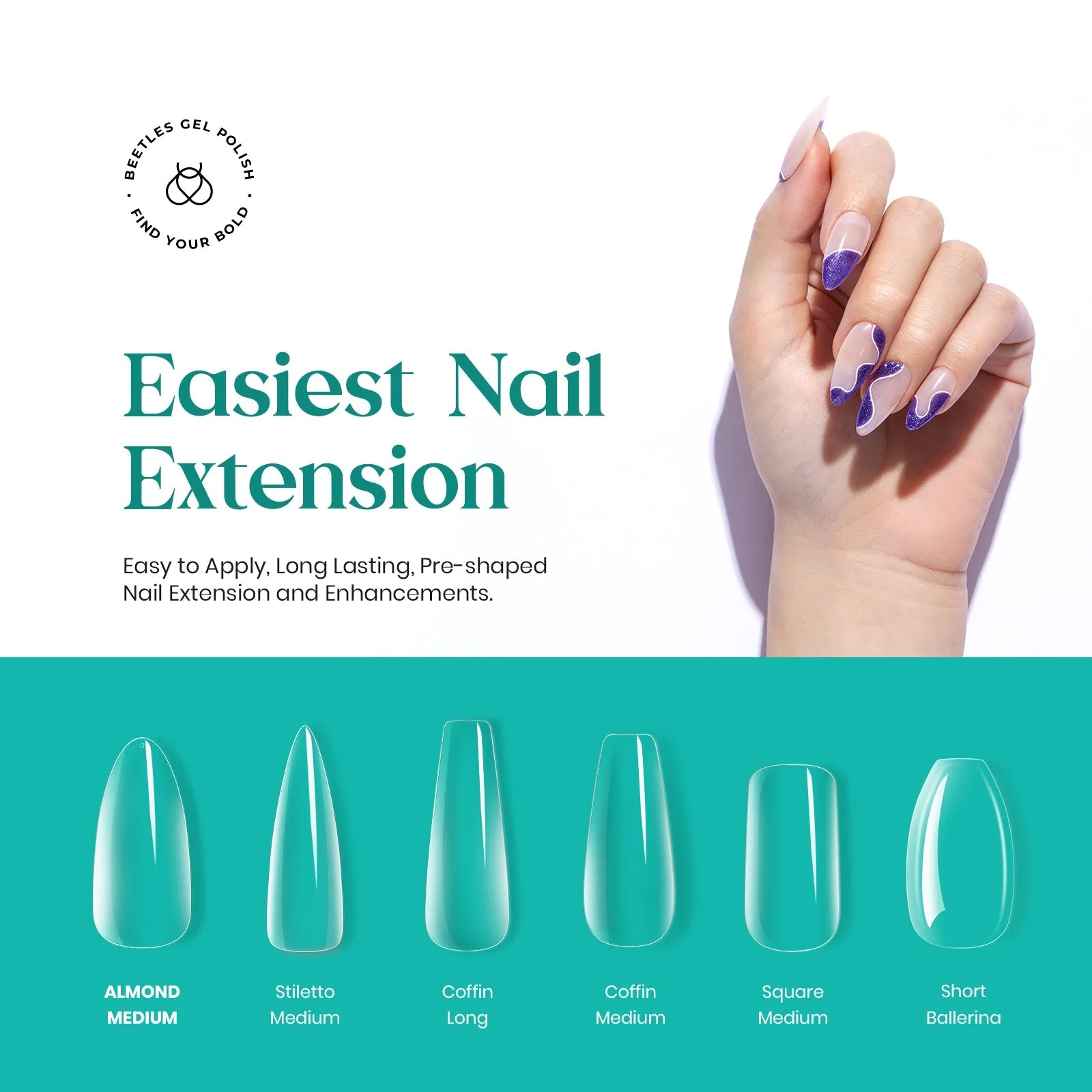 Medium Almond Pre-shaped Nail Gelly Tips-500pcs#061