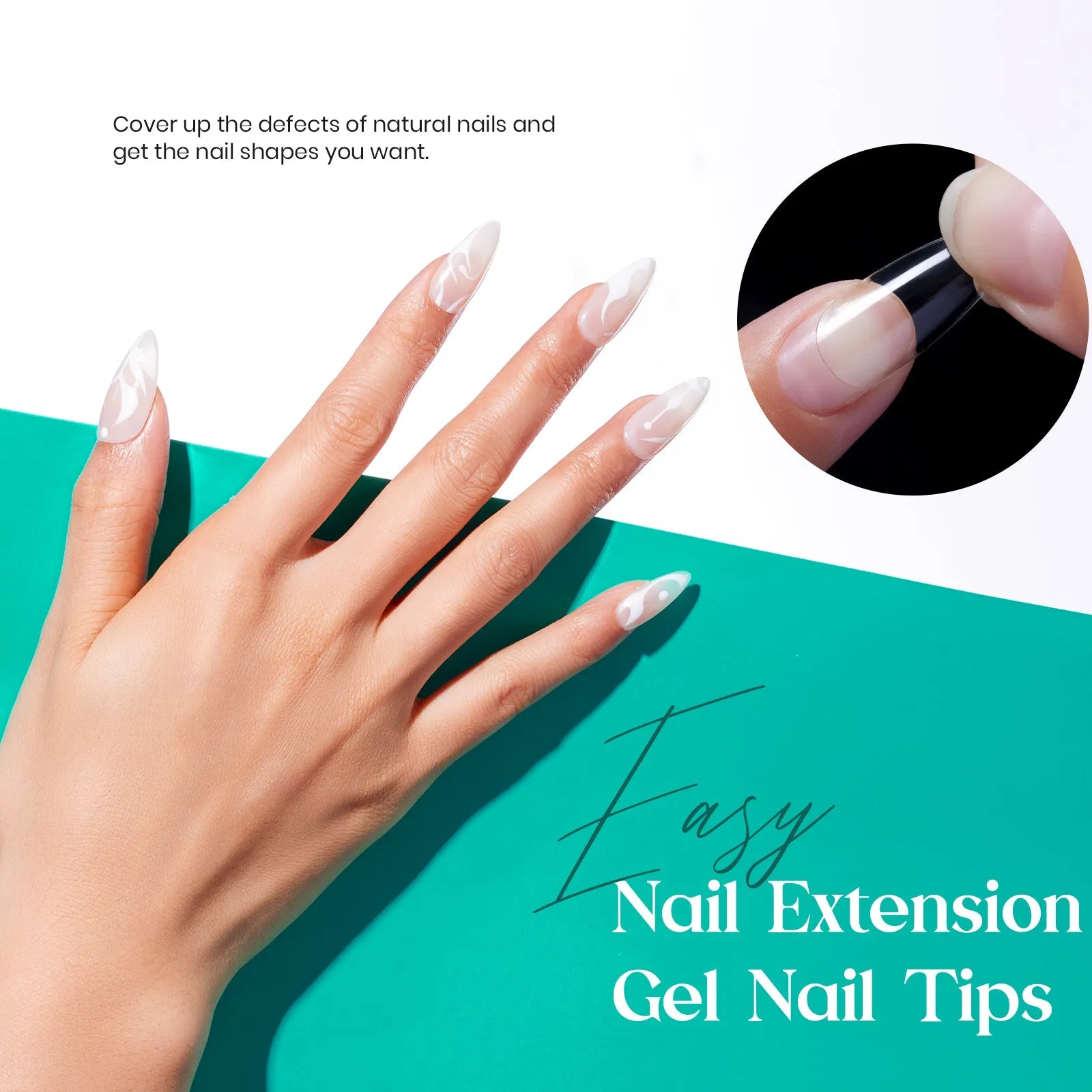 Medium Almond Pre-shaped Nail Gelly Tips-500pcs#061