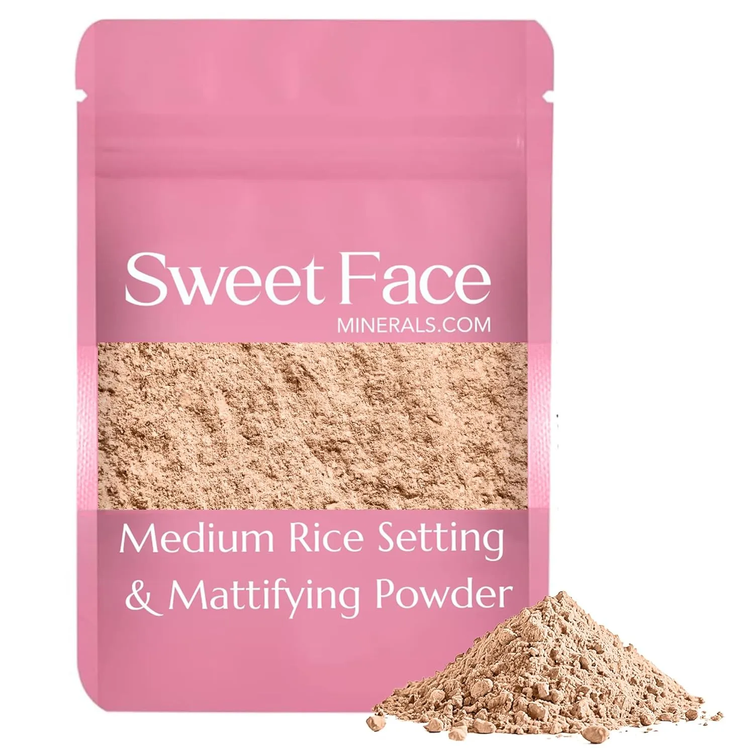 MEDIUM RICE SETTING BULK POWDER (1 Pound Refill Pouch) Loose Mineral Makeup Use alone or add to Foundation to create an even more Matte Finish Absorbs Oil Leaves Face Smooth Makeup Lasts Longer