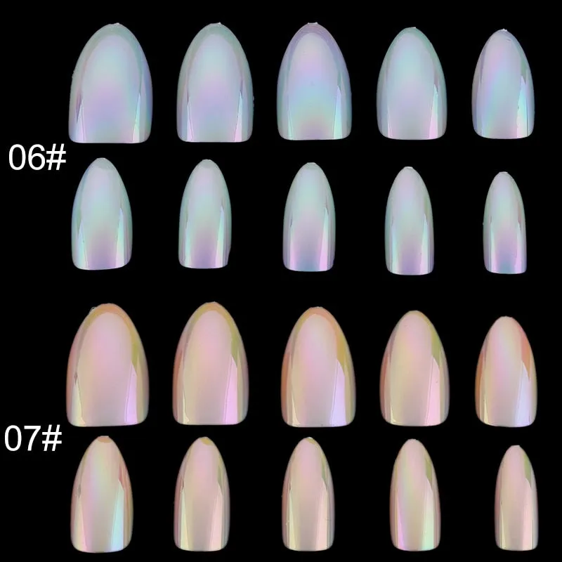 Metallic Art Manicure Mirror Look  Fake Nail False Nail Tips 12pcs/Box