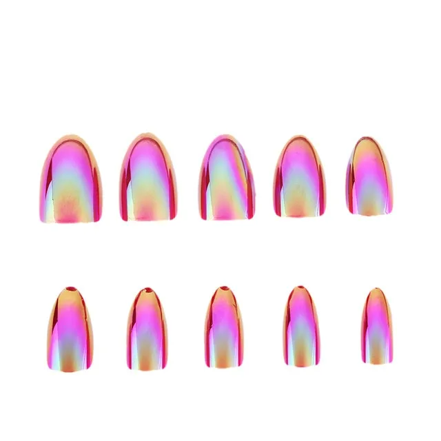 Metallic Art Manicure Mirror Look  Fake Nail False Nail Tips 12pcs/Box