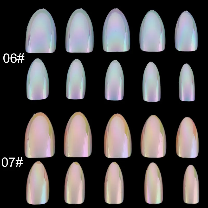 Metallic Art Manicure Mirror Look  Fake Nail False Nail Tips 12pcs/Box