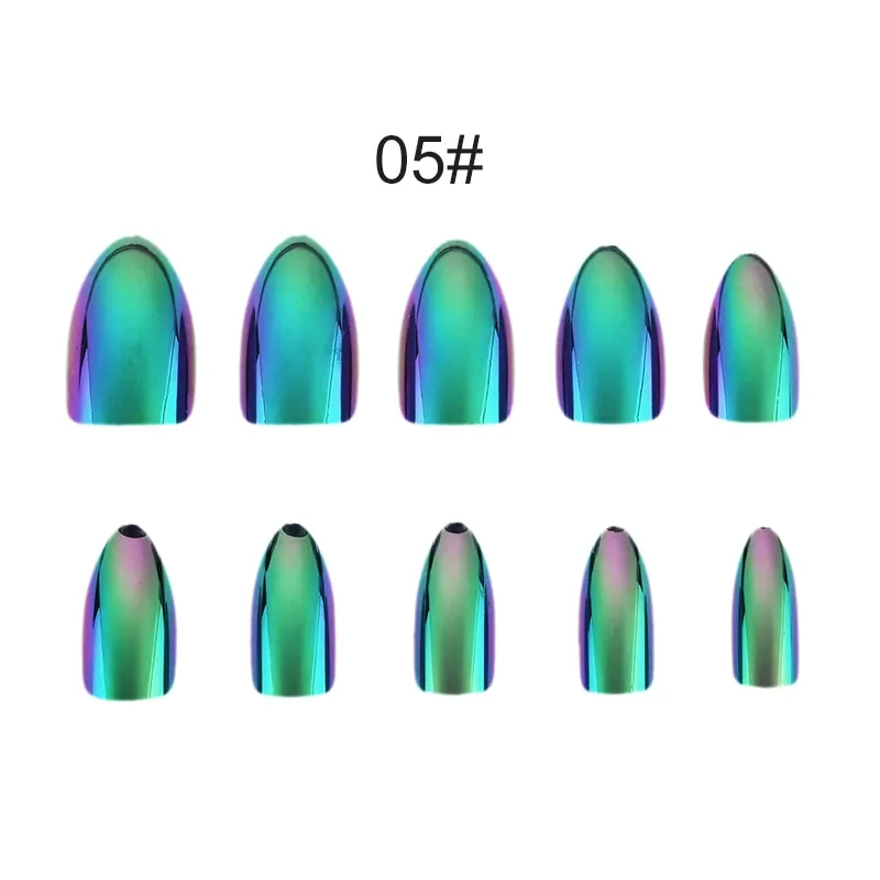 Metallic Art Manicure Mirror Look  Fake Nail False Nail Tips 12pcs/Box