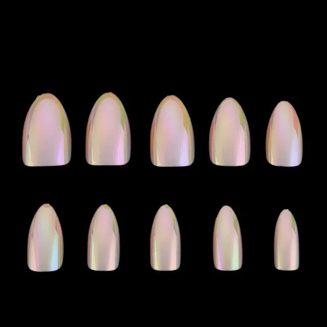 Metallic Art Manicure Mirror Look  Fake Nail False Nail Tips 12pcs/Box