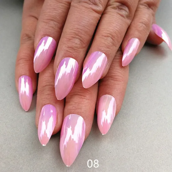 Metallic Art Manicure Mirror Look  Fake Nail False Nail Tips 12pcs/Box
