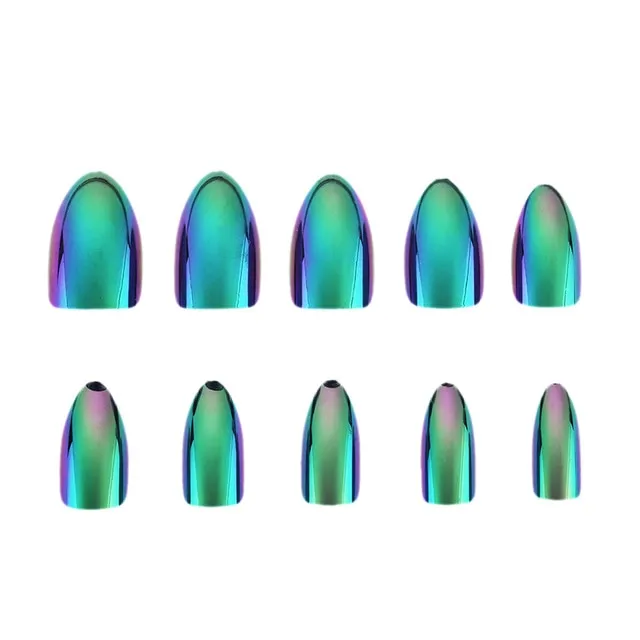Metallic Art Manicure Mirror Look  Fake Nail False Nail Tips 12pcs/Box