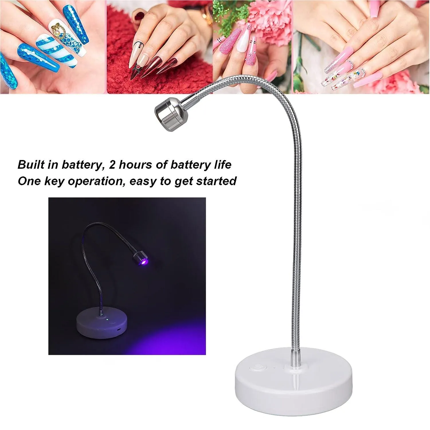 Mini Flexible Led UV Nail Lights Lamp for Press-On Nail
