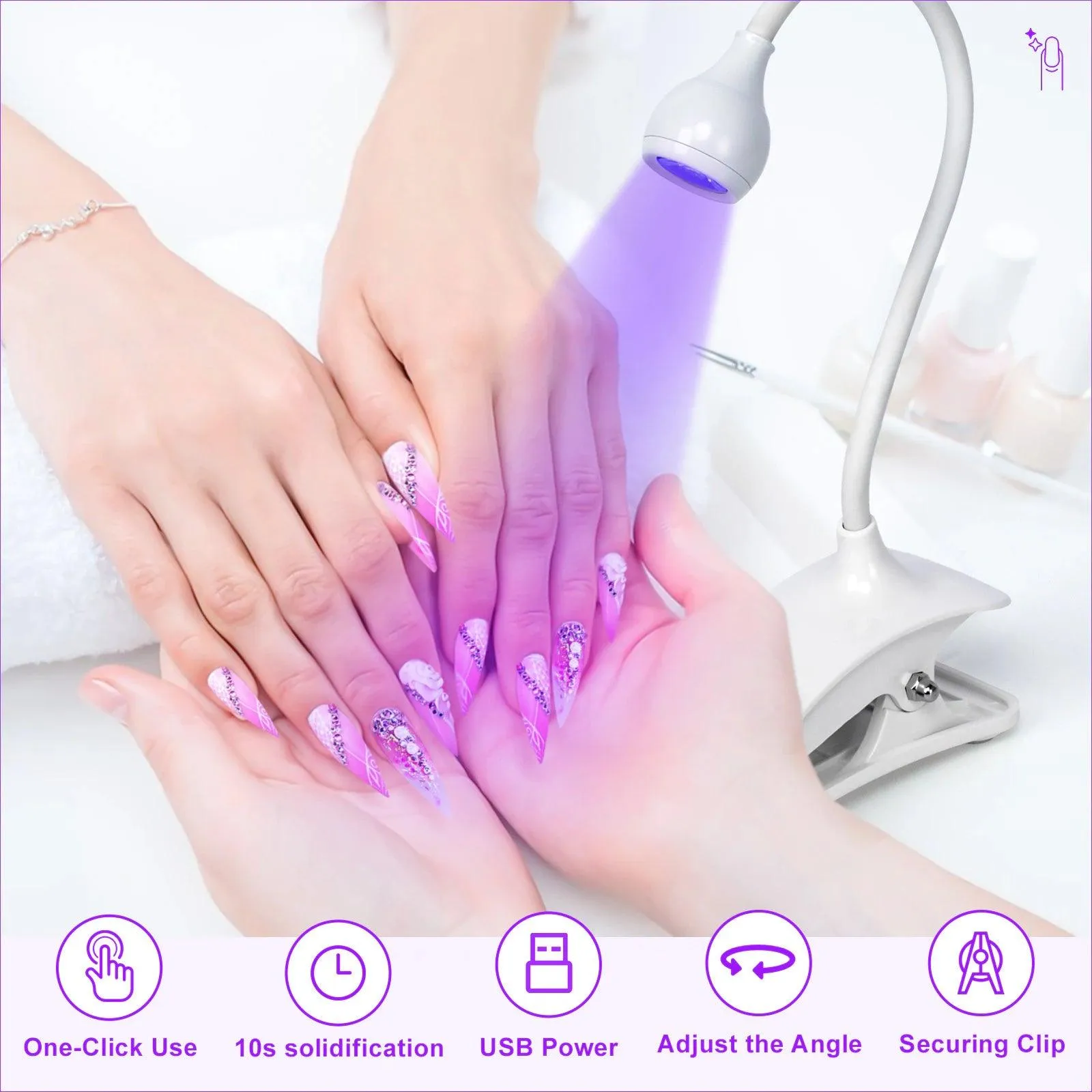 Mini Flexible Led UV Nail Lights Lamp for Press-On Nail