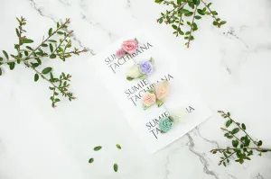 Mini Floral Hair Clip Set of 4 Blush Light Purple Peach Mint
