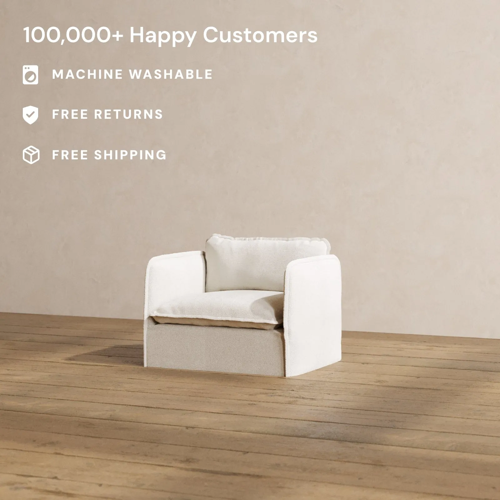 Modular Washable Armchair in Powder | Deluxe  Seat | Contour Pillow