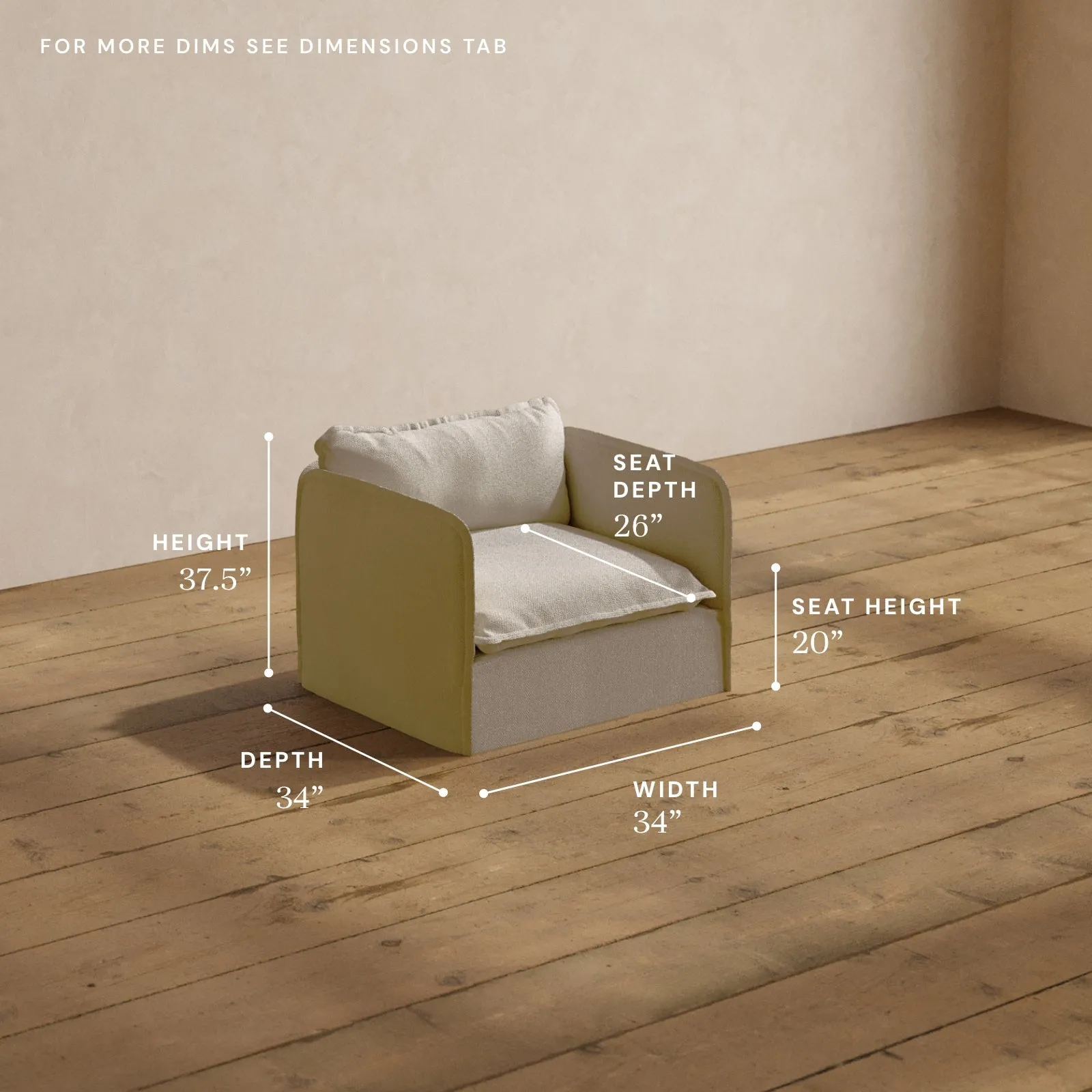 Modular Washable Armchair in Powder | Deluxe  Seat | Contour Pillow