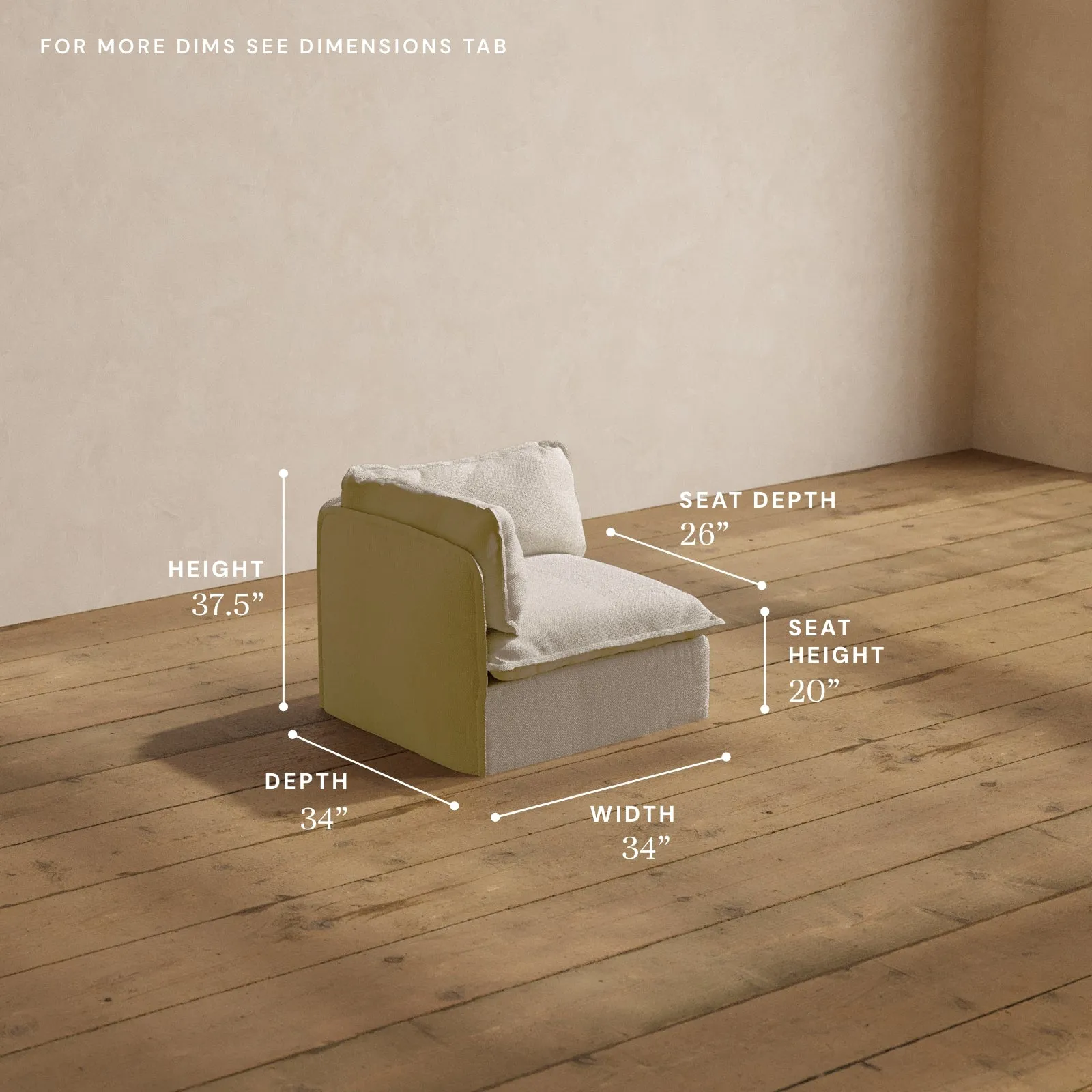 Modular Washable Corner Chair in Powder | Deluxe  Seat | Contour Pillow