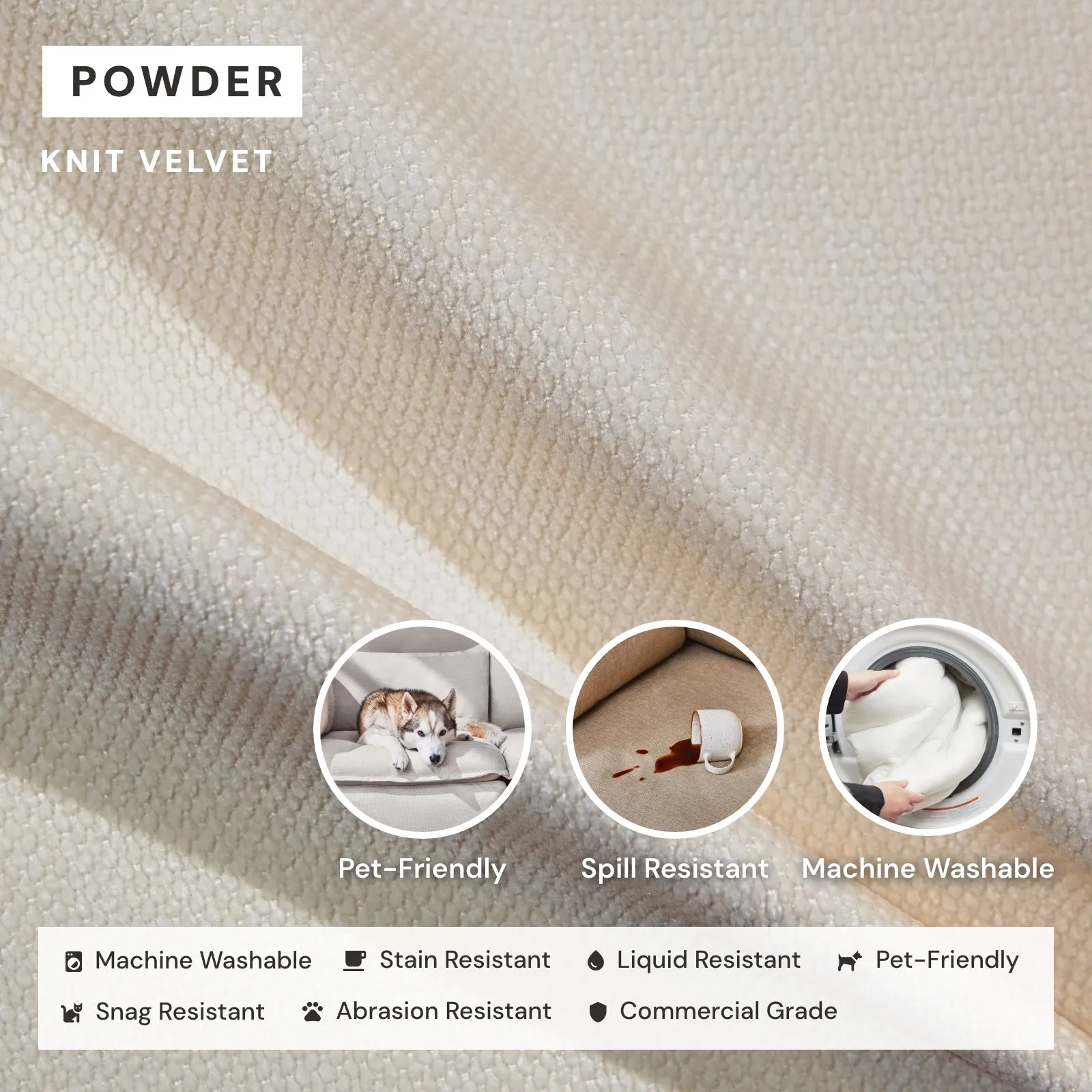 Modular Washable End Chair - Right in Powder | Deluxe  Seat | Contour Pillow