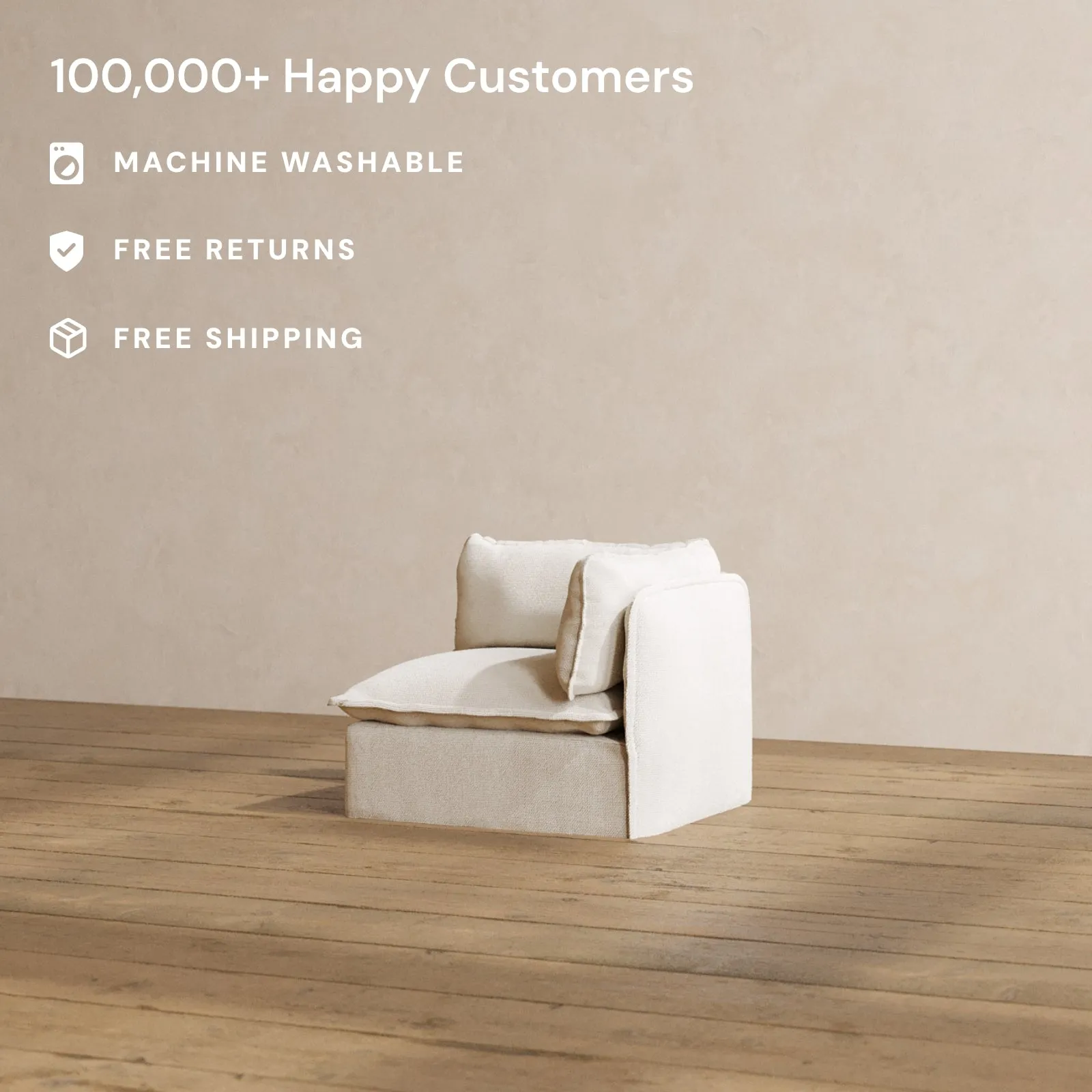 Modular Washable End Chair - Right in Powder | Deluxe  Seat | Contour Pillow