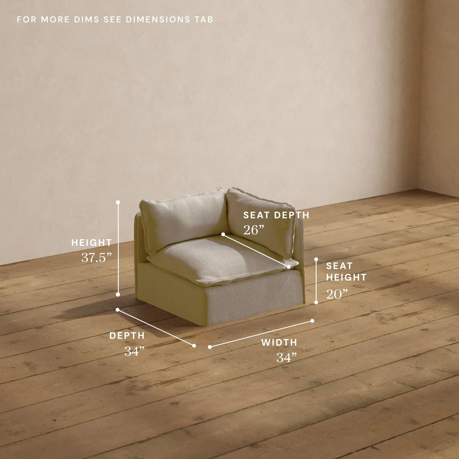 Modular Washable End Chair - Right in Powder | Deluxe  Seat | Contour Pillow