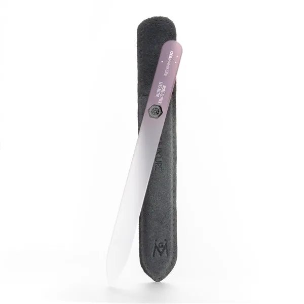 'MORE GLITTER LESS BITTER ' Genuine Czech Crystal Glass Nail File In Suede