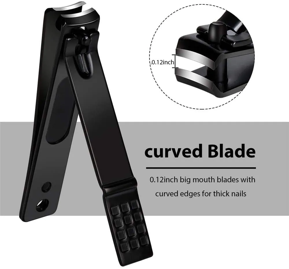 Nail Clippers Set, Sharp Stainless Steel Fingernail and Toenail Clippers, Nail Clippers for Thick Nails or Ingrown Nails, Perfect 3 PCS Black Nail Cutter for Men and Women.(3Pcs)