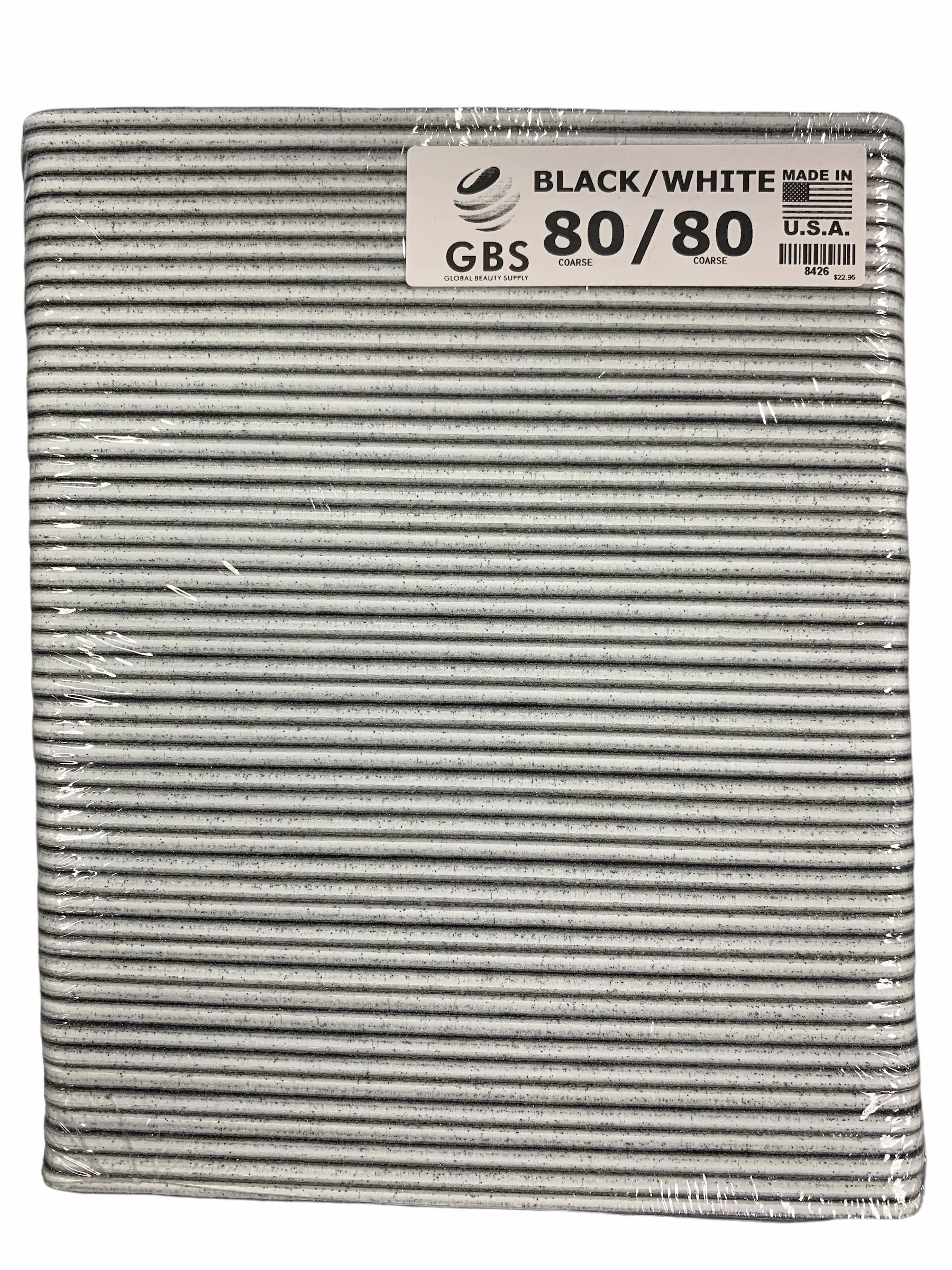 Nail Files & Emery Boards 7” 80/80 grit COARSE Round (Black with White Center)