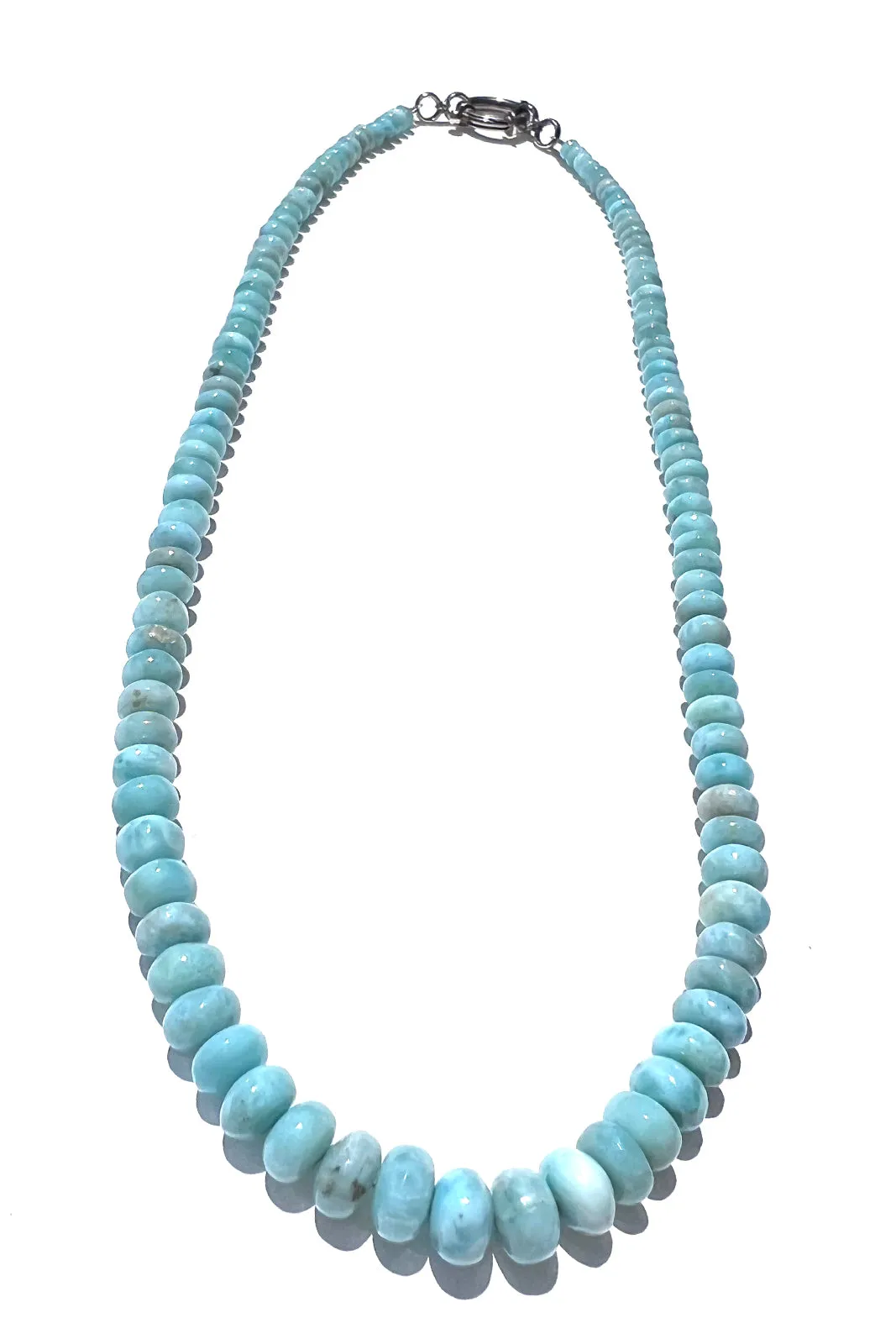 Natural Larimar Graduated Rondelle Bead Necklace