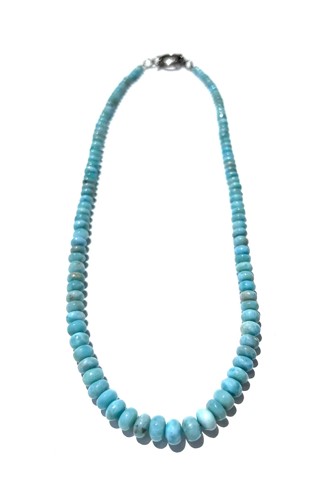 Natural Larimar Graduated Rondelle Bead Necklace