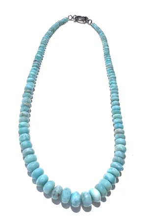 Natural Larimar Graduated Rondelle Bead Necklace
