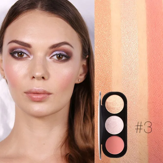 New Arrivel 3 Colors Palette Face Matte Highlighter Powder