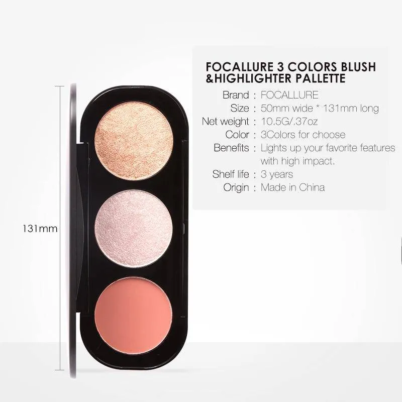 New Arrivel 3 Colors Palette Face Matte Highlighter Powder