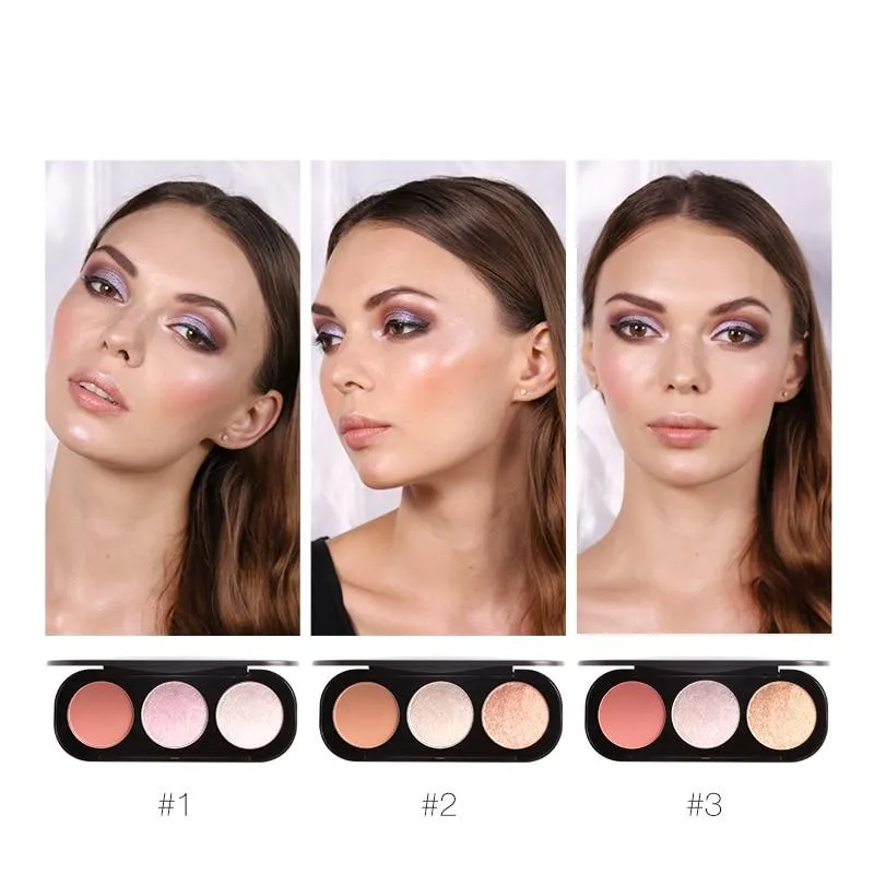New Arrivel 3 Colors Palette Face Matte Highlighter Powder