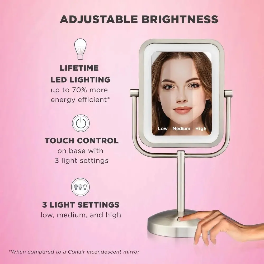 New - Conair LED Vanity Makeup Mirror - Silver
