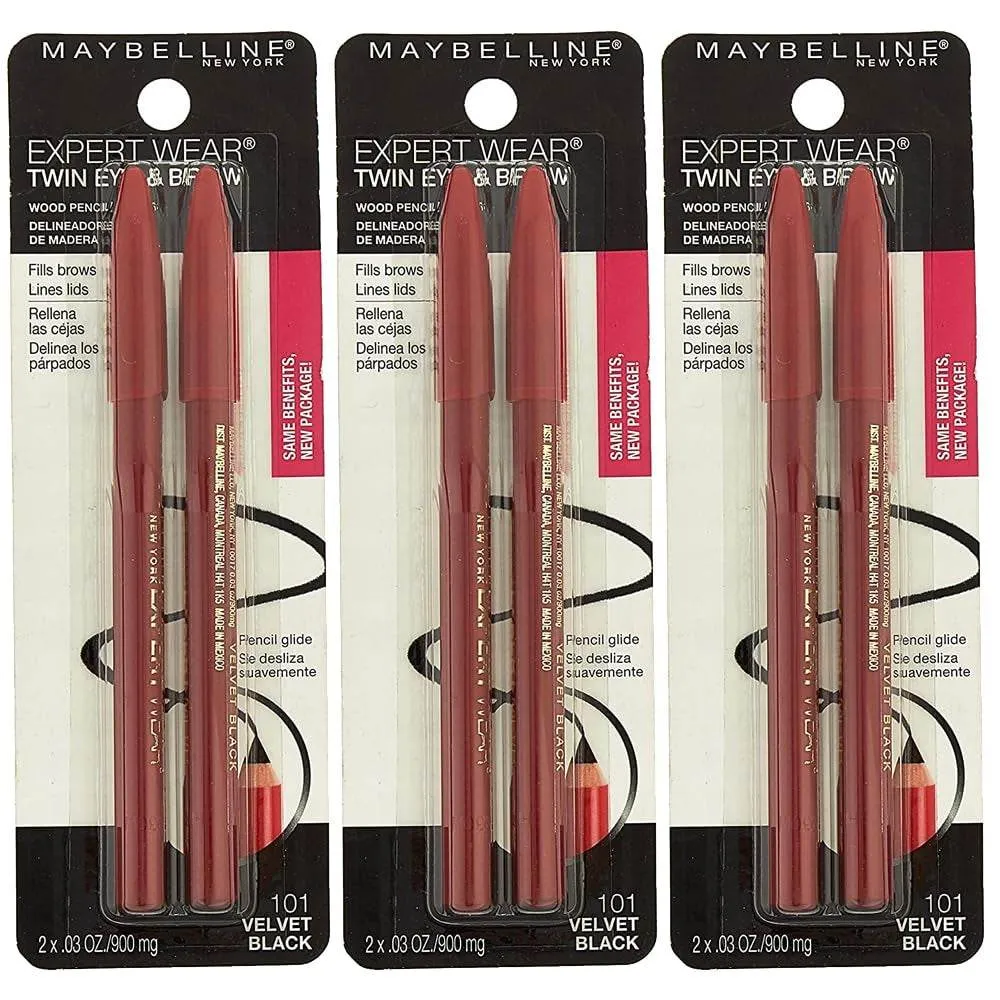 New York Expert Wear Twin Brow & Eye Pencils Makeup, Dark Brown, , 2 Count (Pack of 2)