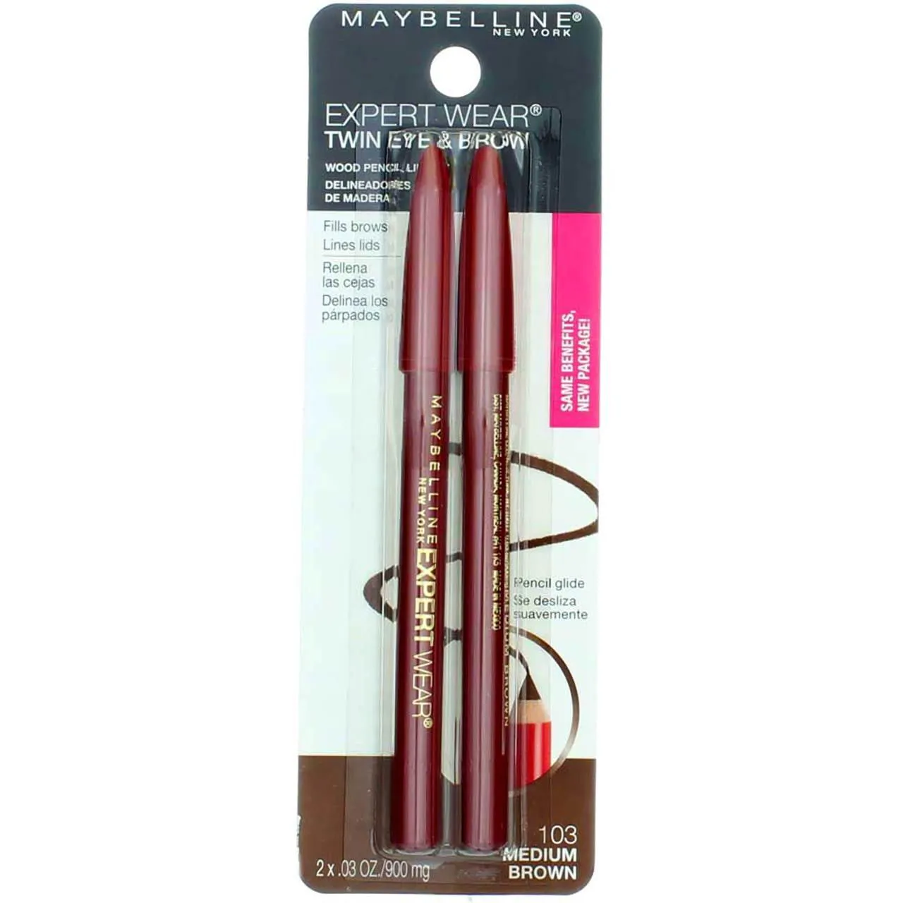 New York Expert Wear Twin Brow & Eye Pencils Makeup, Dark Brown, , 2 Count (Pack of 2)