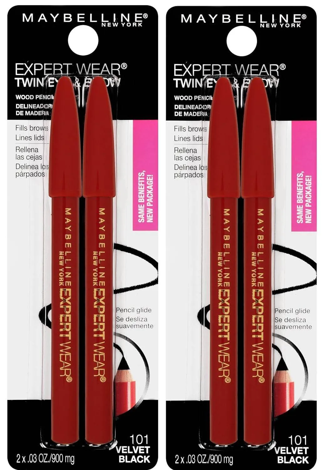 New York Expert Wear Twin Brow & Eye Pencils Makeup, Dark Brown, , 2 Count (Pack of 2)