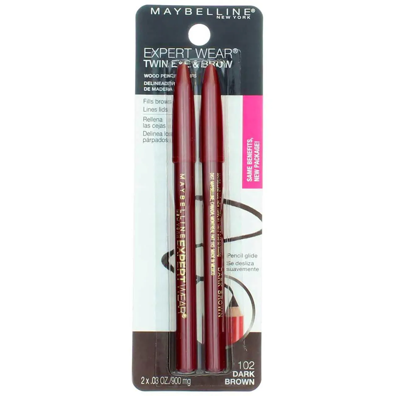 New York Expert Wear Twin Brow & Eye Pencils Makeup, Dark Brown, , 2 Count (Pack of 2)