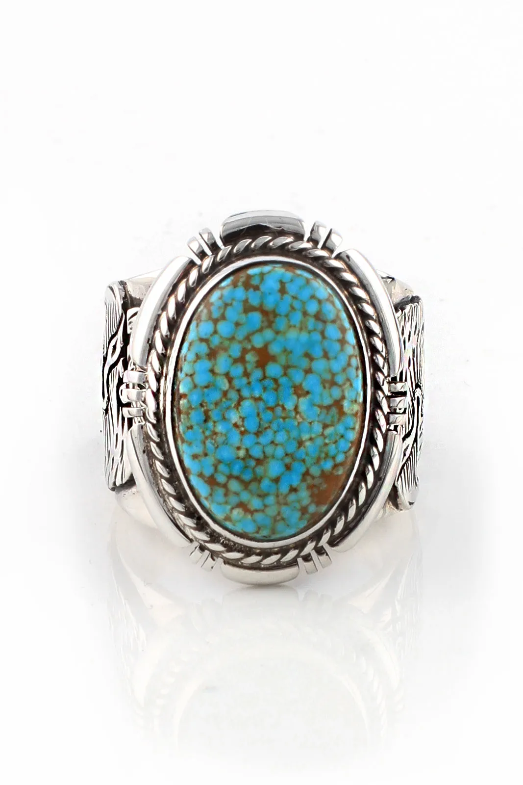 Number 8 Turquoise Navajo Men's Ring (Size 11.5)