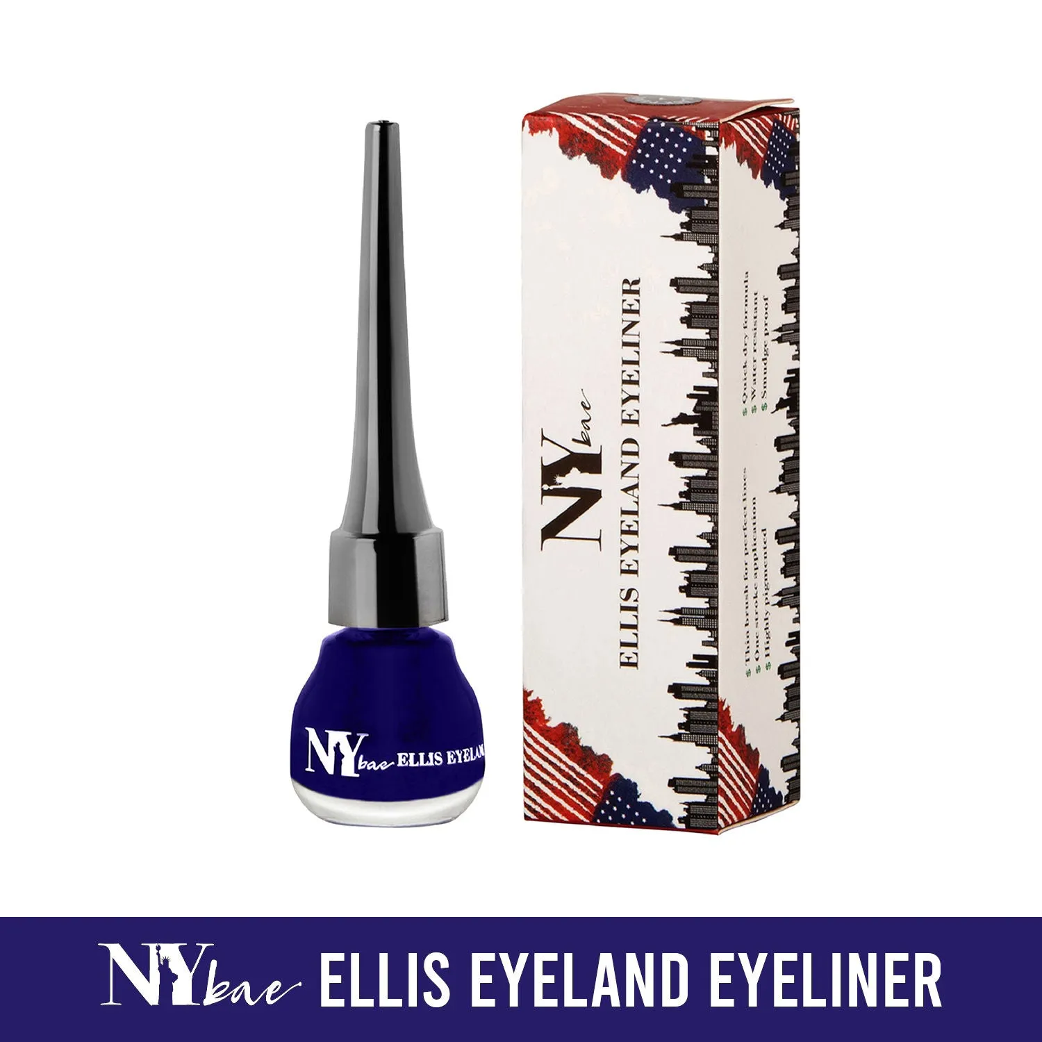NY Bae Ellis Eyeland - Blue Lagoon (6 ml) | Liquid Eyeliner | Glossy Finish | Waterproof | Lasts upto 8 hours | Vegan
