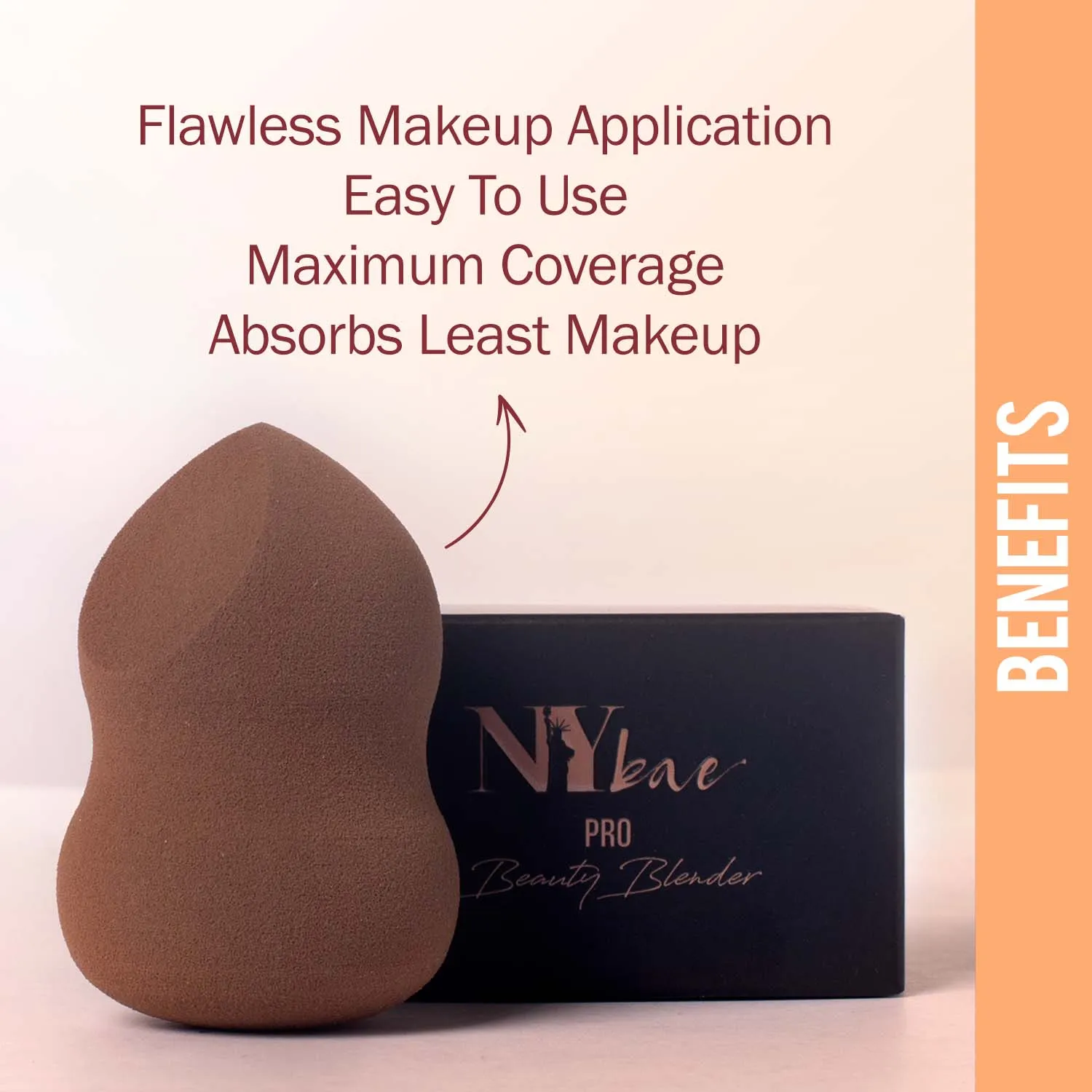 NY Bae Pro Beauty Blender | Two Cuts Pear Shape Blender | Brown | Flawless Makeup Application | Maximum Coverage - Quirky 02